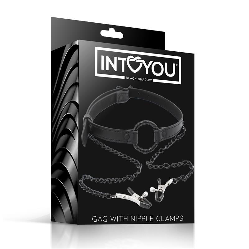 O Ring Gag and Nipple Clamps Vegan Leather – Image 3