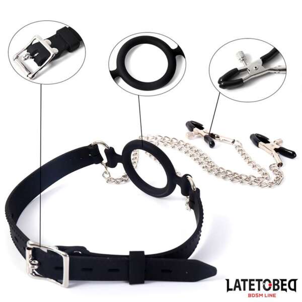 Open Mouth Gag with Nipple Clamps – Image 4