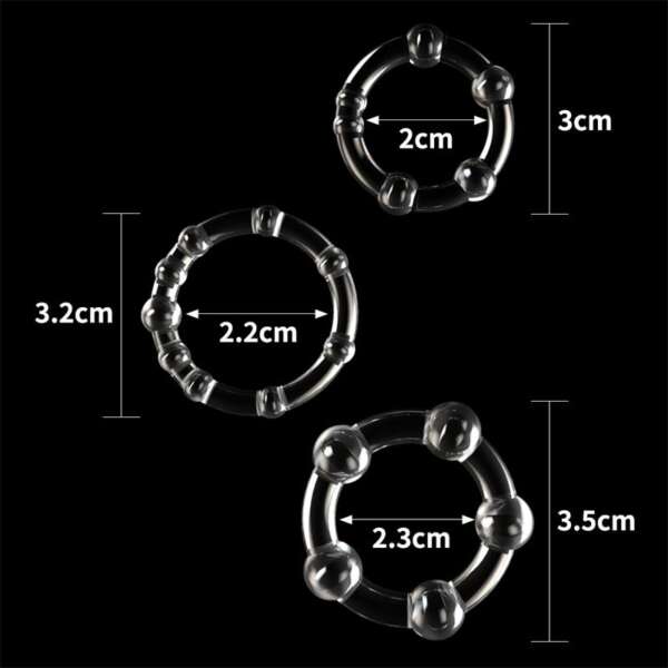 Pack of 3 Penis Ring Power Plus Triple Clear – Image 3