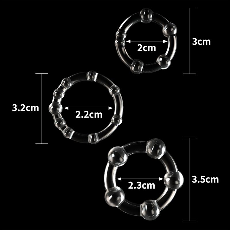 Pack of 3 Penis Ring Power Plus Triple Clear – Image 3