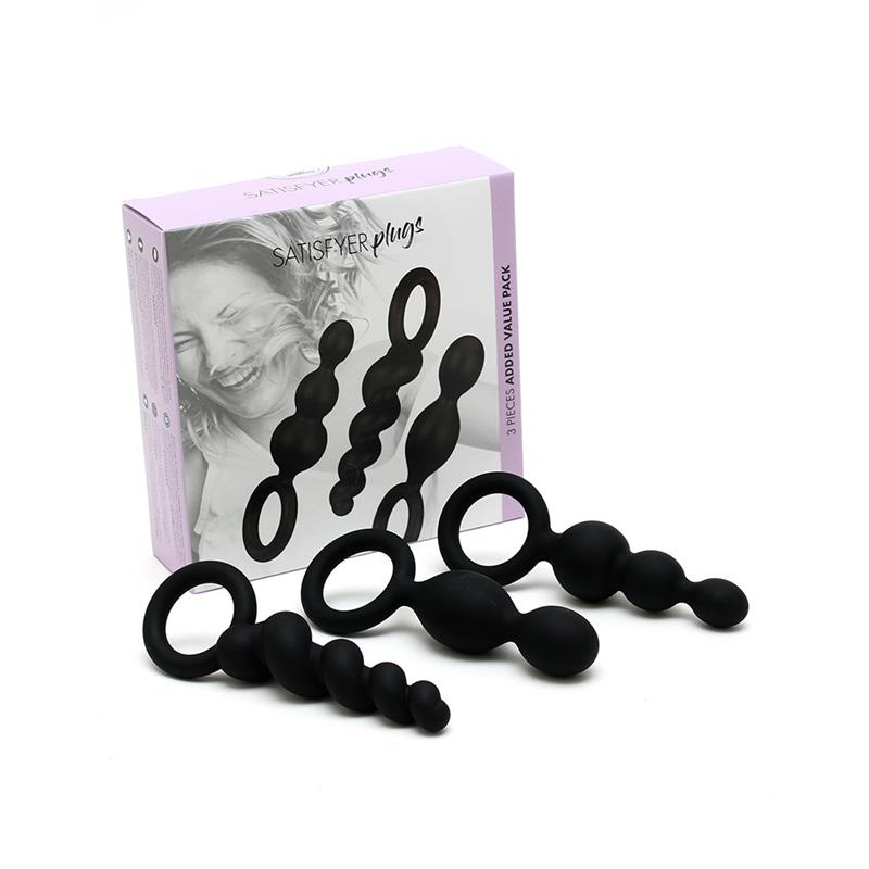 Pack of 3 Plugs Silicone Black – Image 3