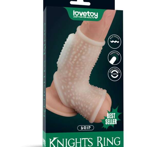 Penis and testicles sleeve with vibration Drip Knights