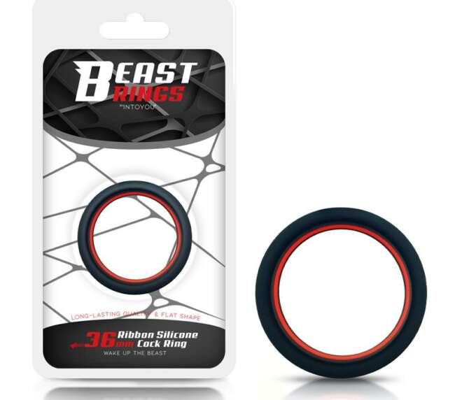 Penis Ring 100% Solid Silicone 3.6 cm Red and Black