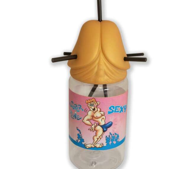 Penis-Shaped Baby Bottle 5 Straws Gold Edition