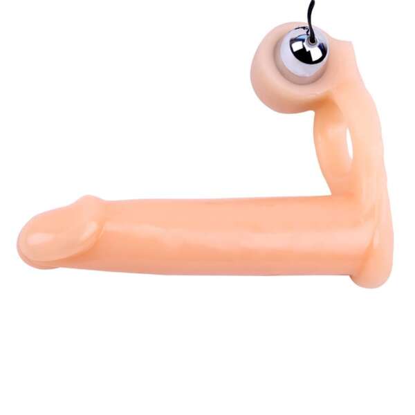 Penis Sleeve with Vibration 15.5 cm Flesh – Image 4