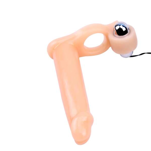 Penis Sleeve with Vibration 15.5 cm Flesh – Image 8