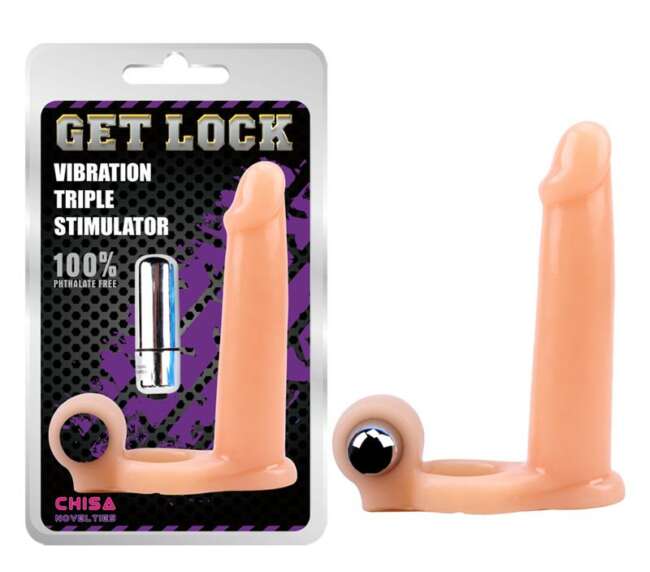 Penis Sleeve with Vibration 15.5 cm Flesh