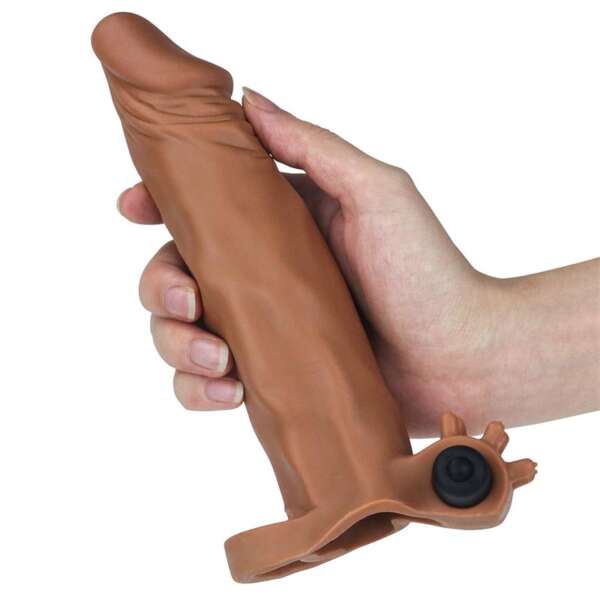 Penis Sleeve with Vibration Add 2 Pleasure X-Tender Brown – Image 3
