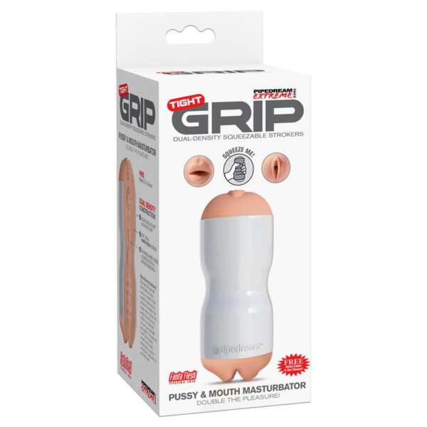 Pipedream Extreme Toyz Tight Grip Pussy & Mouth Masturbator White – Image 6