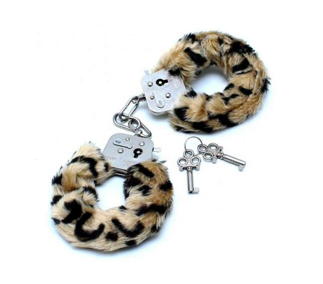 Police Cuffs with Soft Leopard Fur