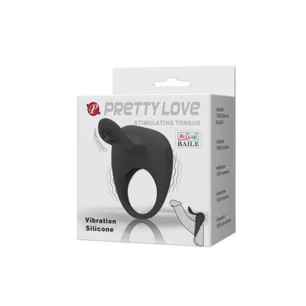 Pretty Love Anillo Vibrador Tonguo Negro – Image 4