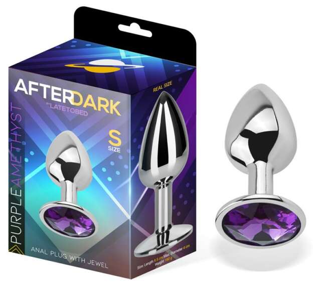 Purple Amethyst Butt Plug with Jewel Size S Aluminium