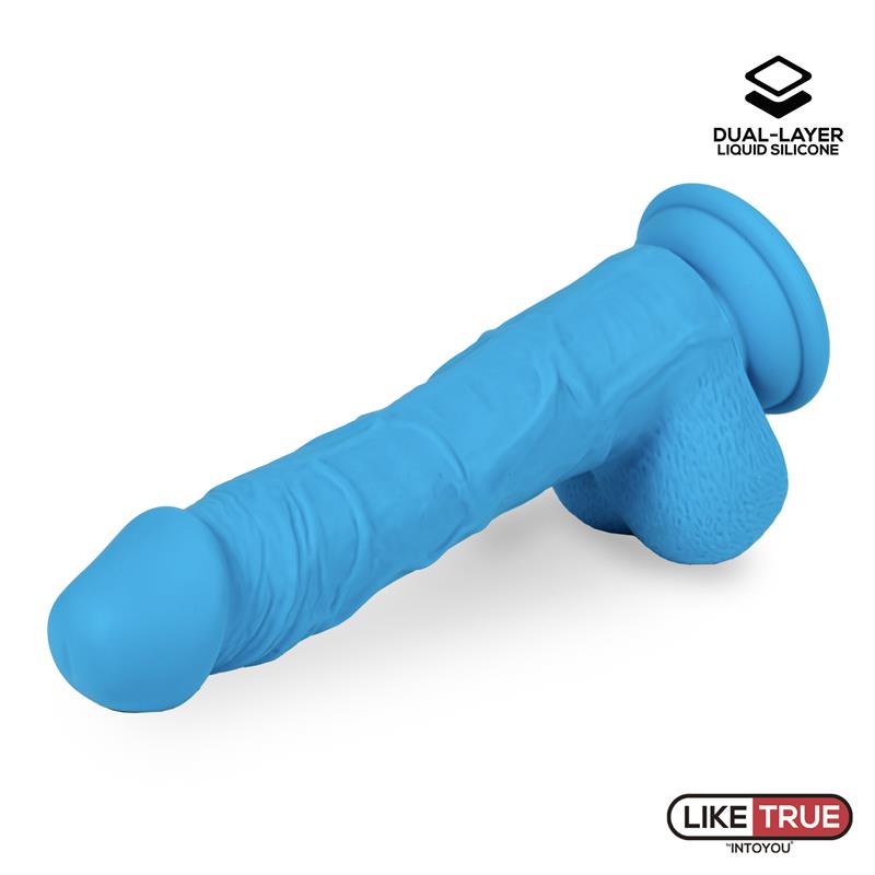 Realistic Dildo Liquid Silicone Dual Layer 8 Blue – Image 3