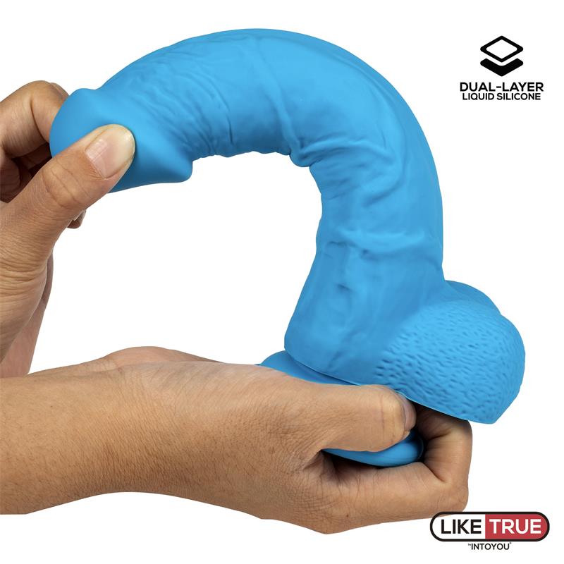 Realistic Dildo Liquid Silicone Dual Layer 8 Blue – Image 4
