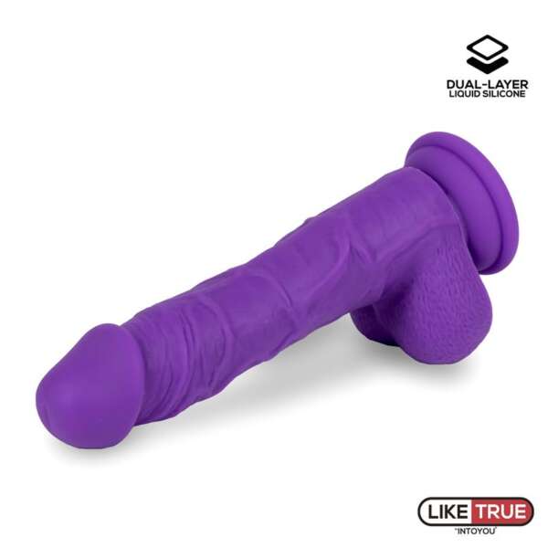 Realistic Dildo Liquid Silicone Dual Layer 8 Purple – Image 9
