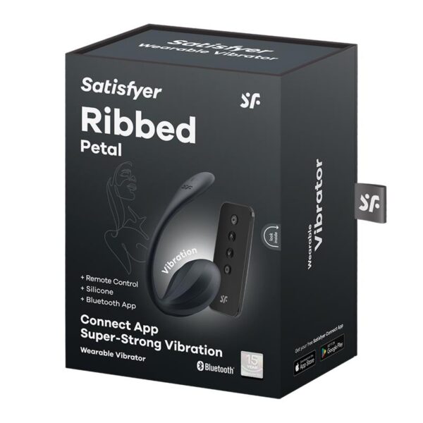 Ribbed Petal Panty Vibrator APP Black – Image 3