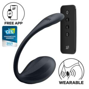 Ribbed Petal Panty Vibrator APP Black