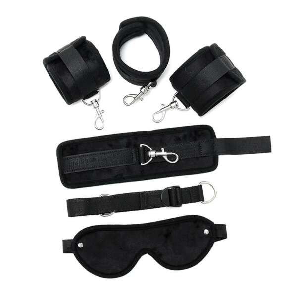 Hand to Ankle Cuffs with Mask Adjustable Black – Image 4