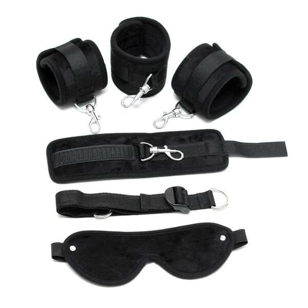 Hand to Ankle Cuffs with Mask Adjustable Black – Image 5