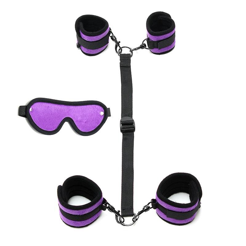 Hand to Ankle Cuffs with Mask Adjustable Purple – Image 4