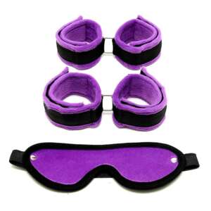 Handcuffs Foot Cuffs and Mask Purple