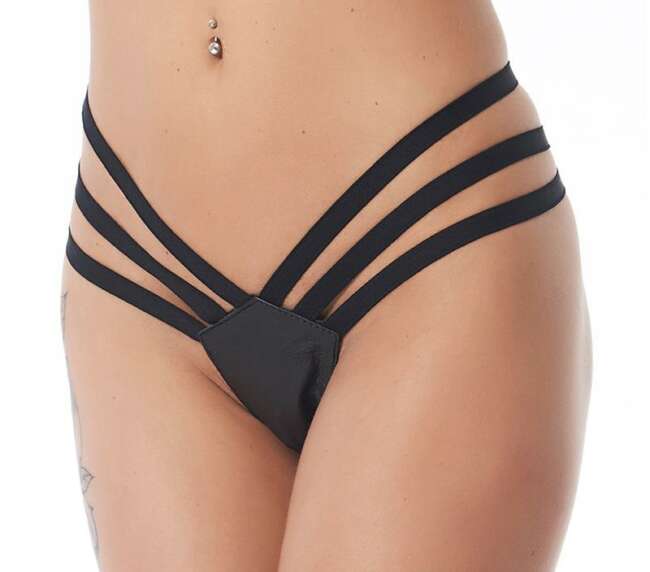 Leather G-String Black One Size