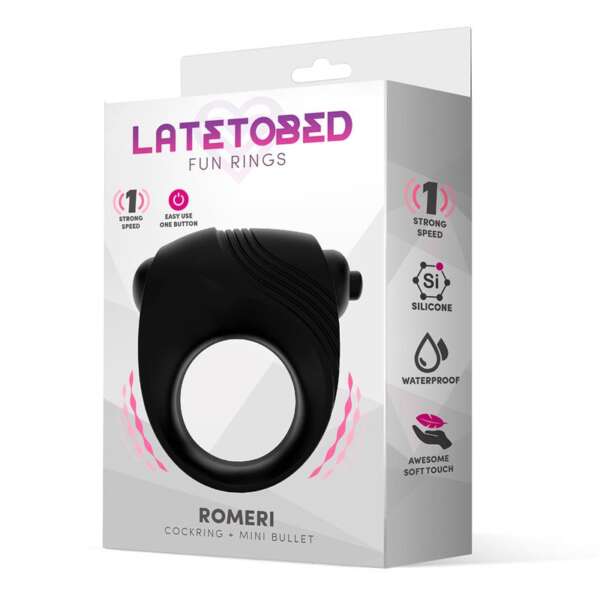 Romeri Ring + Vibrating Bullet Silicone Black – Image 3