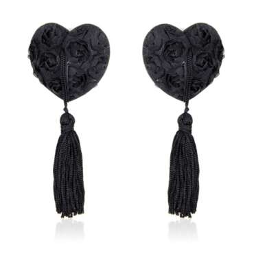 Rose Heart Nipple Covers Black