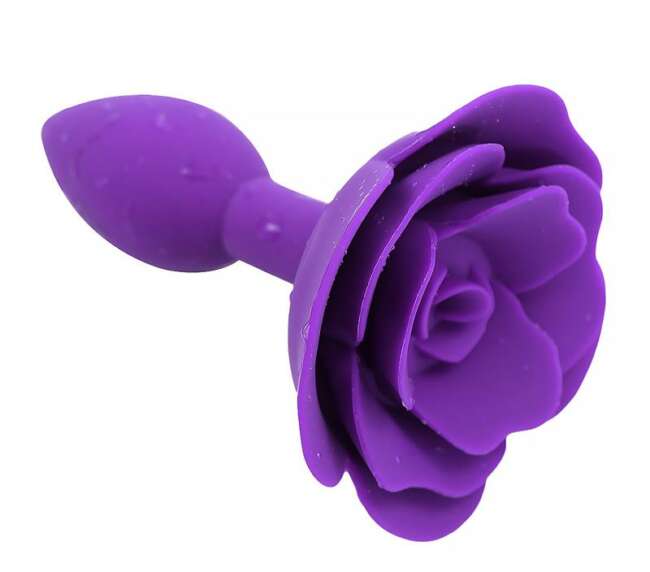 Rose Silicone Butt Plug Purple