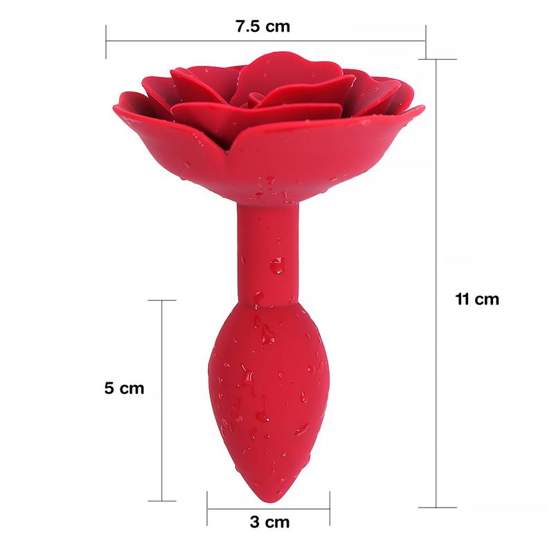 Rose Silicone Butt Plug Red – Image 3