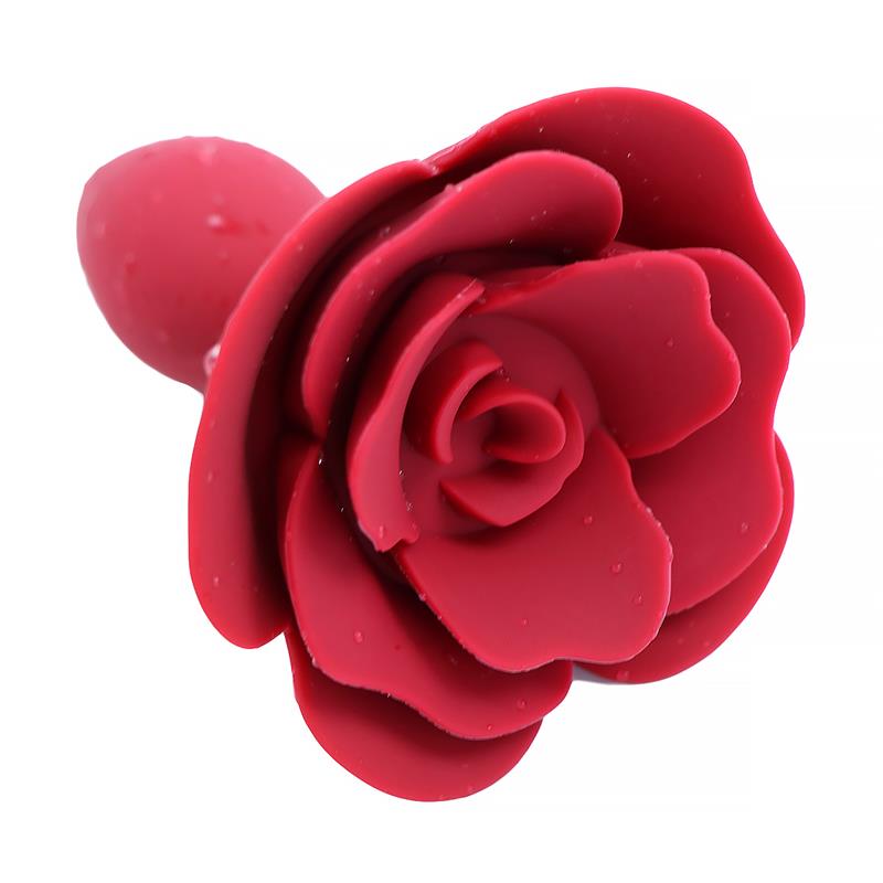 Rose Silicone Butt Plug Red – Image 4
