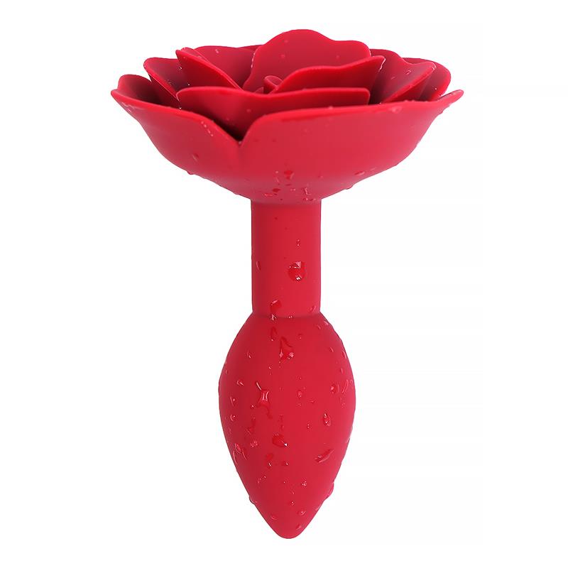 Rose Silicone Butt Plug Red – Image 5