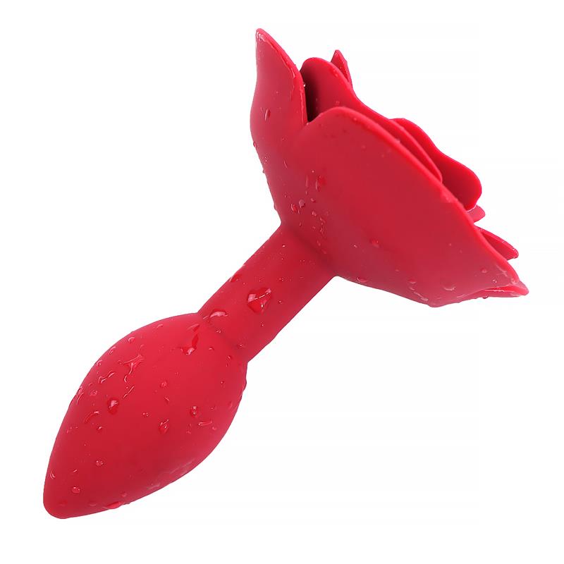 Rose Silicone Butt Plug Red – Image 6