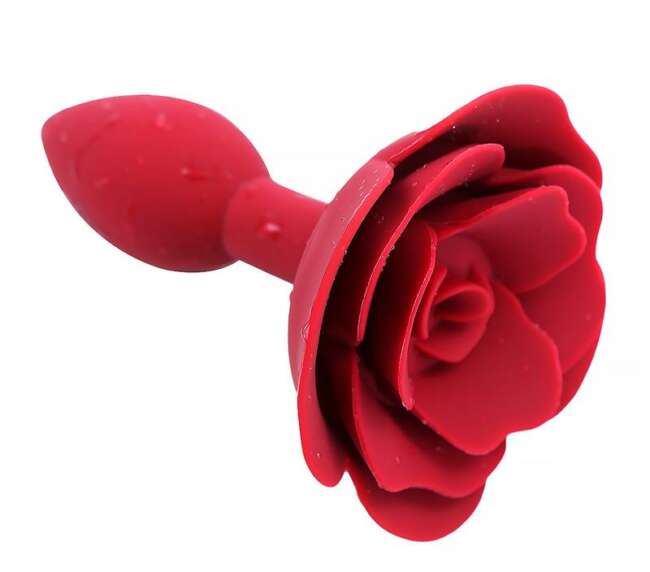 Rose Silicone Butt Plug Red