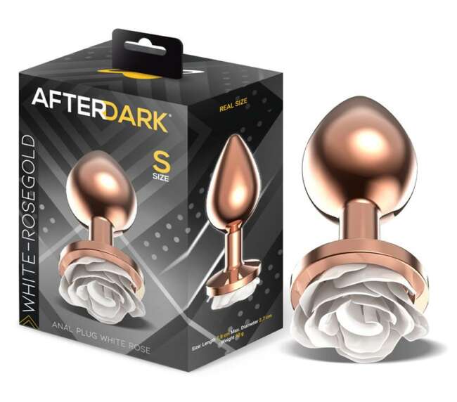 Rosegold Metal Anal Plug with White Rose Base - Size S