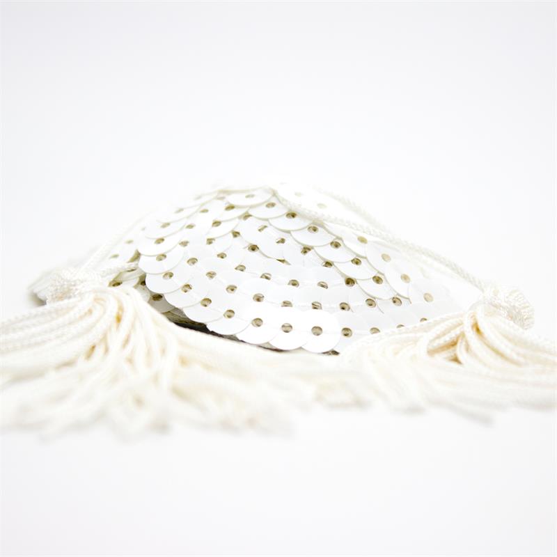 Sequin Nipple Cover with Tassel White - Image 4