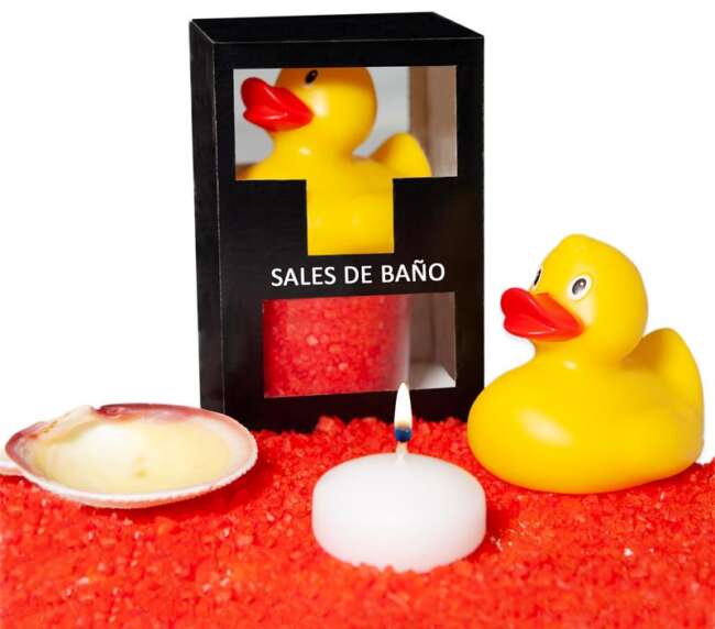 Set Bath Salts Aroma Red Fruits, Duck, Candle and Shell 150 gr