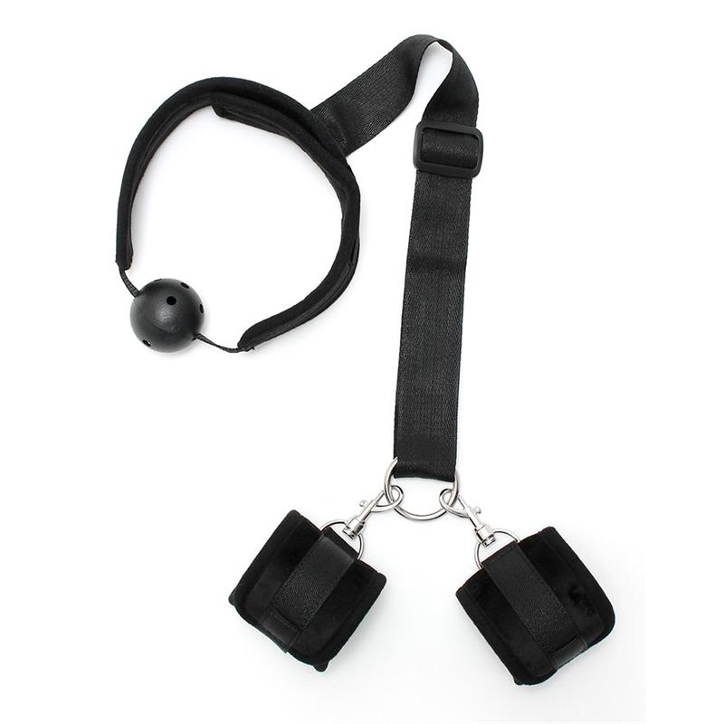 Set Mouthgag with Cuffs Black - Imagen 3