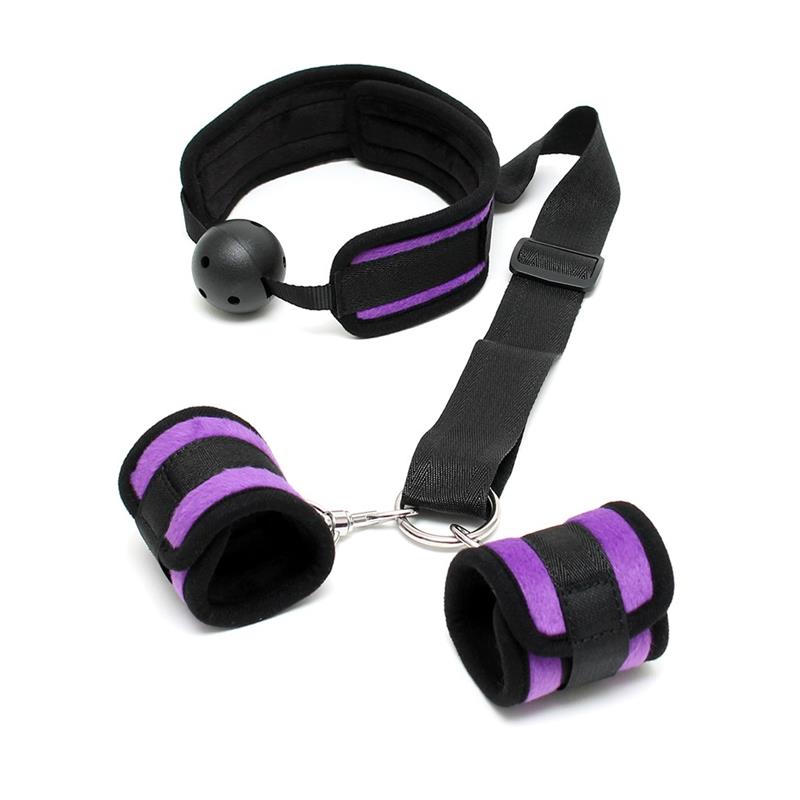 Set Mouthgag with Cuffs Purple - Imagen 3