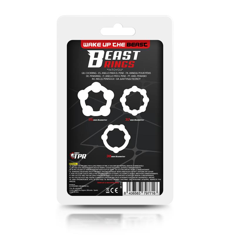 Set of 3 Cock Ring Beaded Flexible Black – Image 4