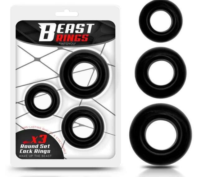 Juego de 3 anillos para el pene Flexible Negro