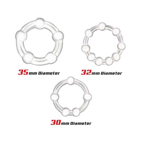 Set of 3 Penis Ring Beaded Flexibles Clear – Image 3