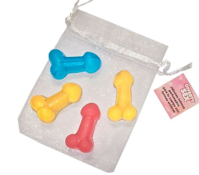 Set of 4 Mini Penis-Shaped Soaps Colors