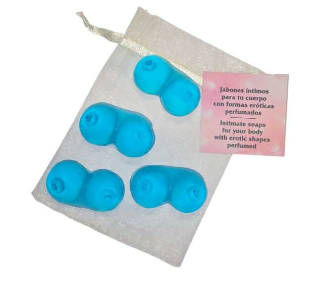 Set of 4 Scented Mini Soaps in the Shape of a Blue Breast