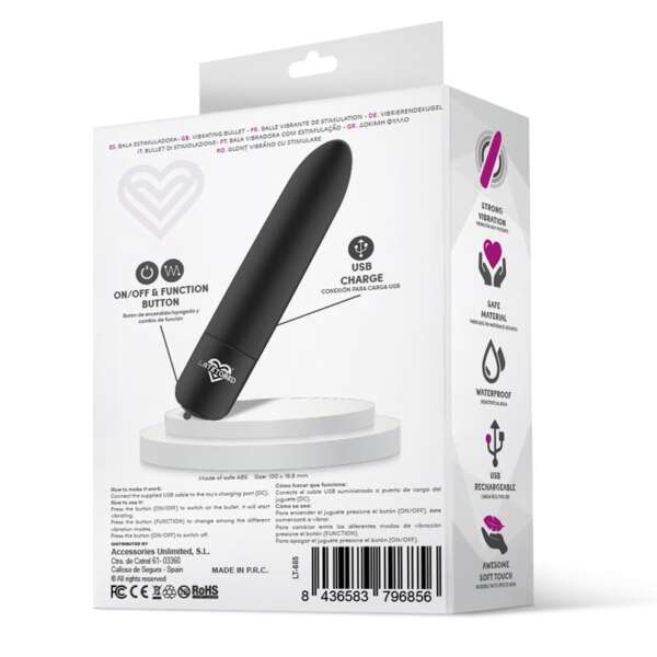 Shoty Vibrating Bullet USB 10 Speeds Powerful Motor Black – Image 4