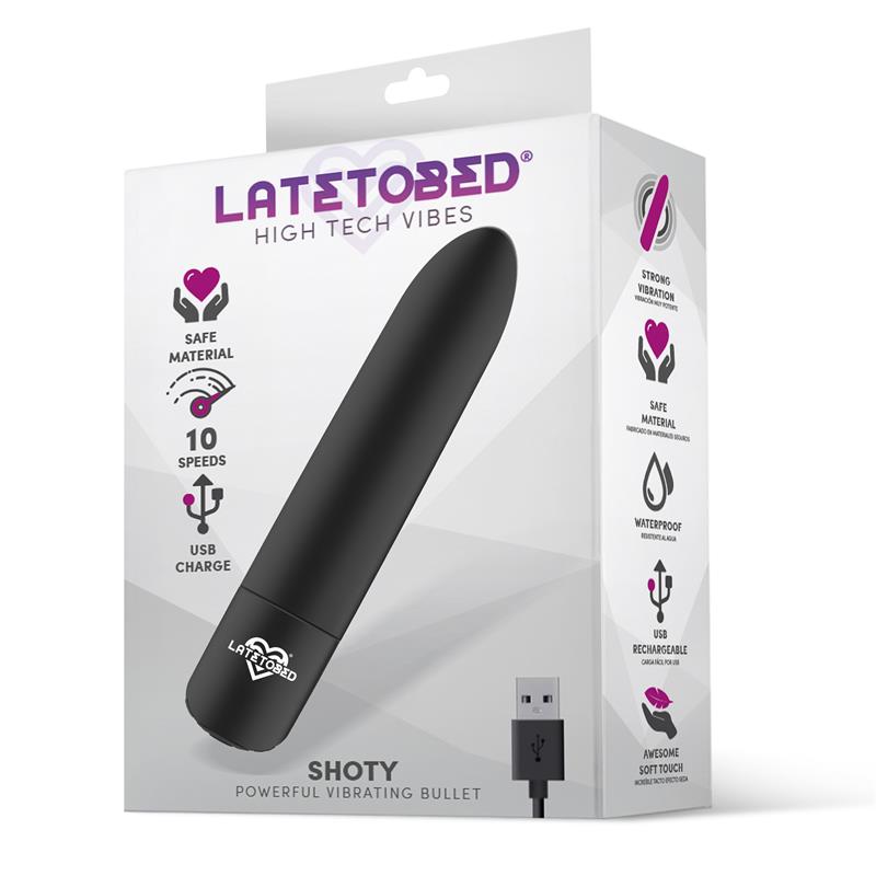 Shoty Vibrating Bullet USB 10 Speeds Powerful Motor Black – Image 10