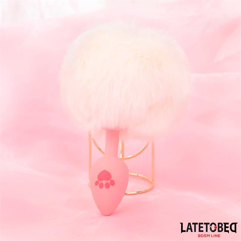 Silicone Anal Plug with Pompon Pink – Image 3