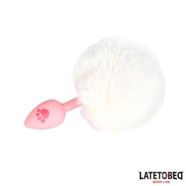 Silicone Anal Plug with Pompon Pink
