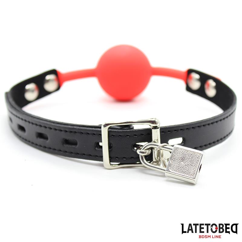 Silicone Ball Gag with Padlock Red – Image 3