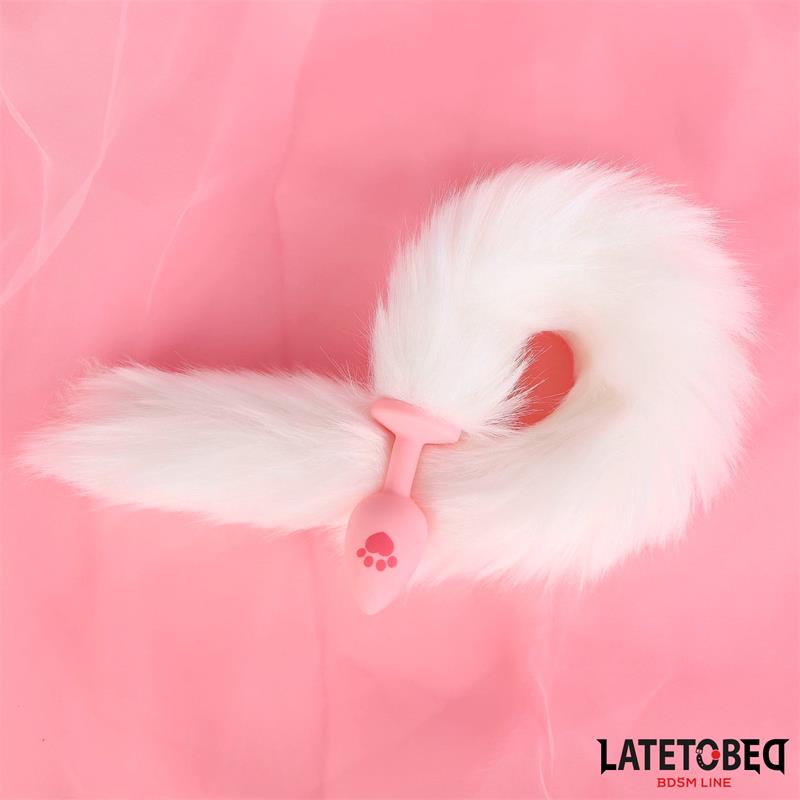 Silicone Fox Tail Anal Plug Pink – Image 5